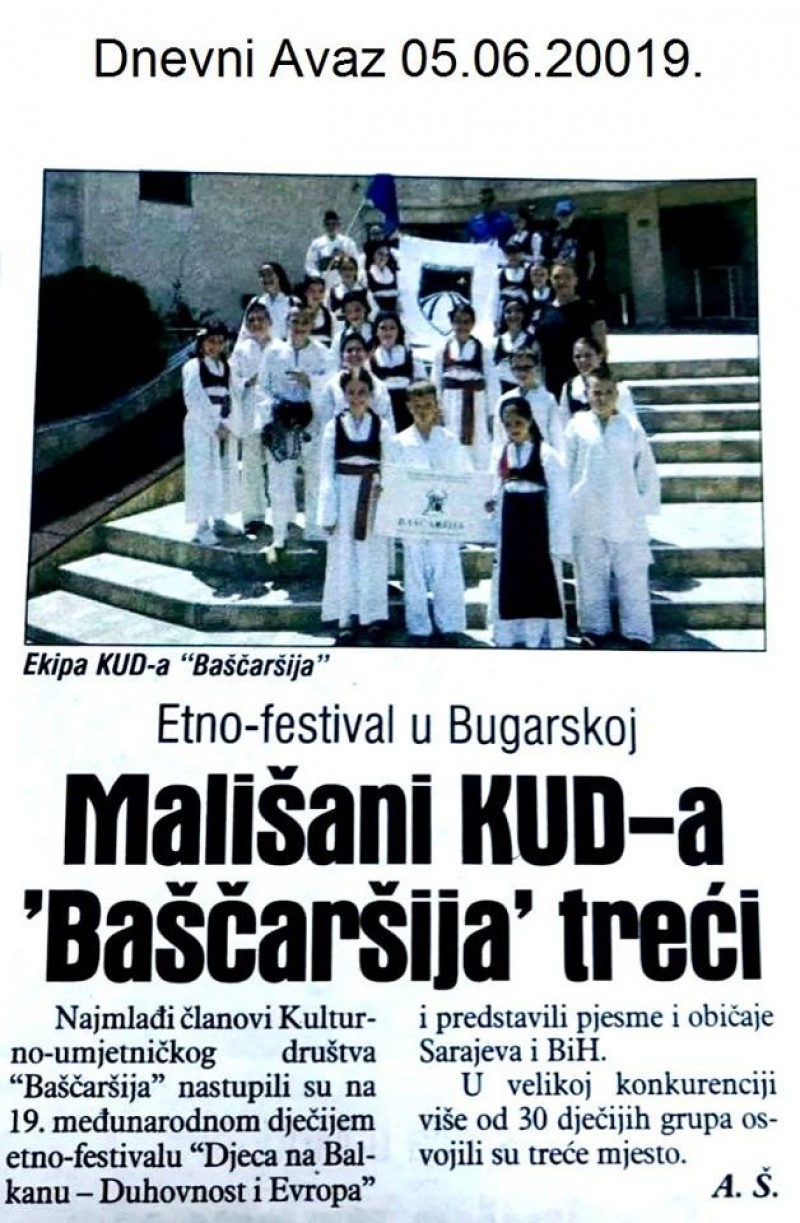 CHILDREN'S FOLKLORE ENSEMBLE WON 3rd PLACE AT FESTIVAL IN BULGARIA